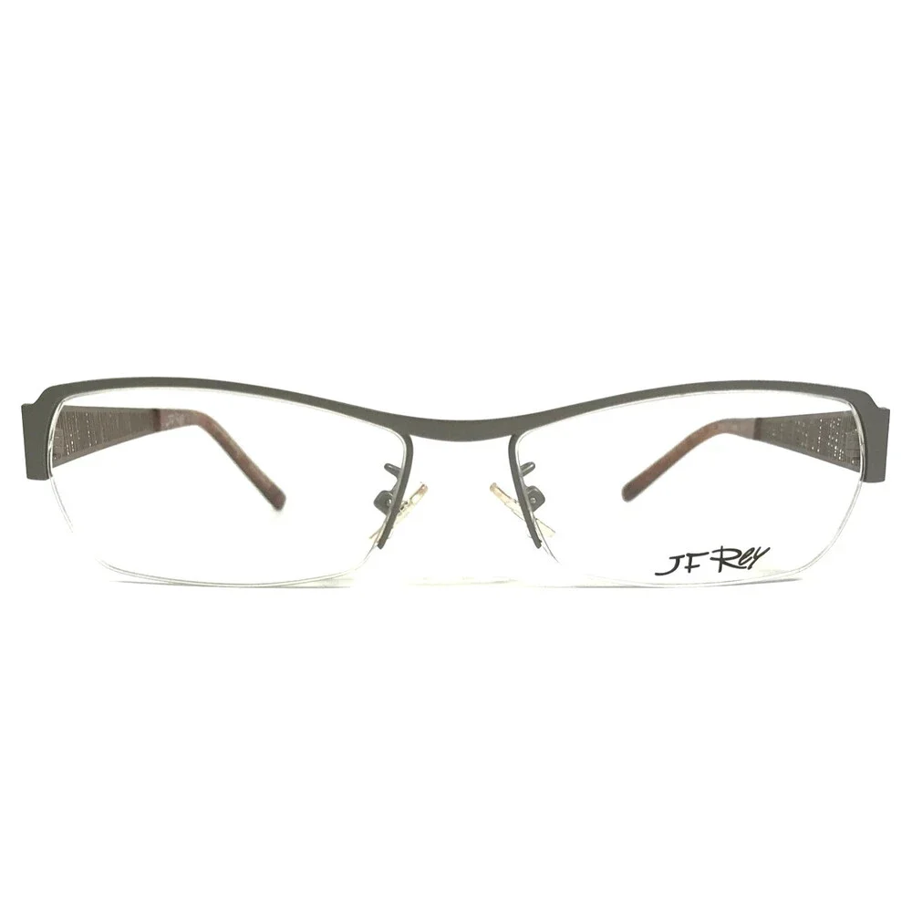 J.F. Rey Eyeglasses Frames JF2590 0592 Matte Silver Pale Gold Half Rim 54-15-145
